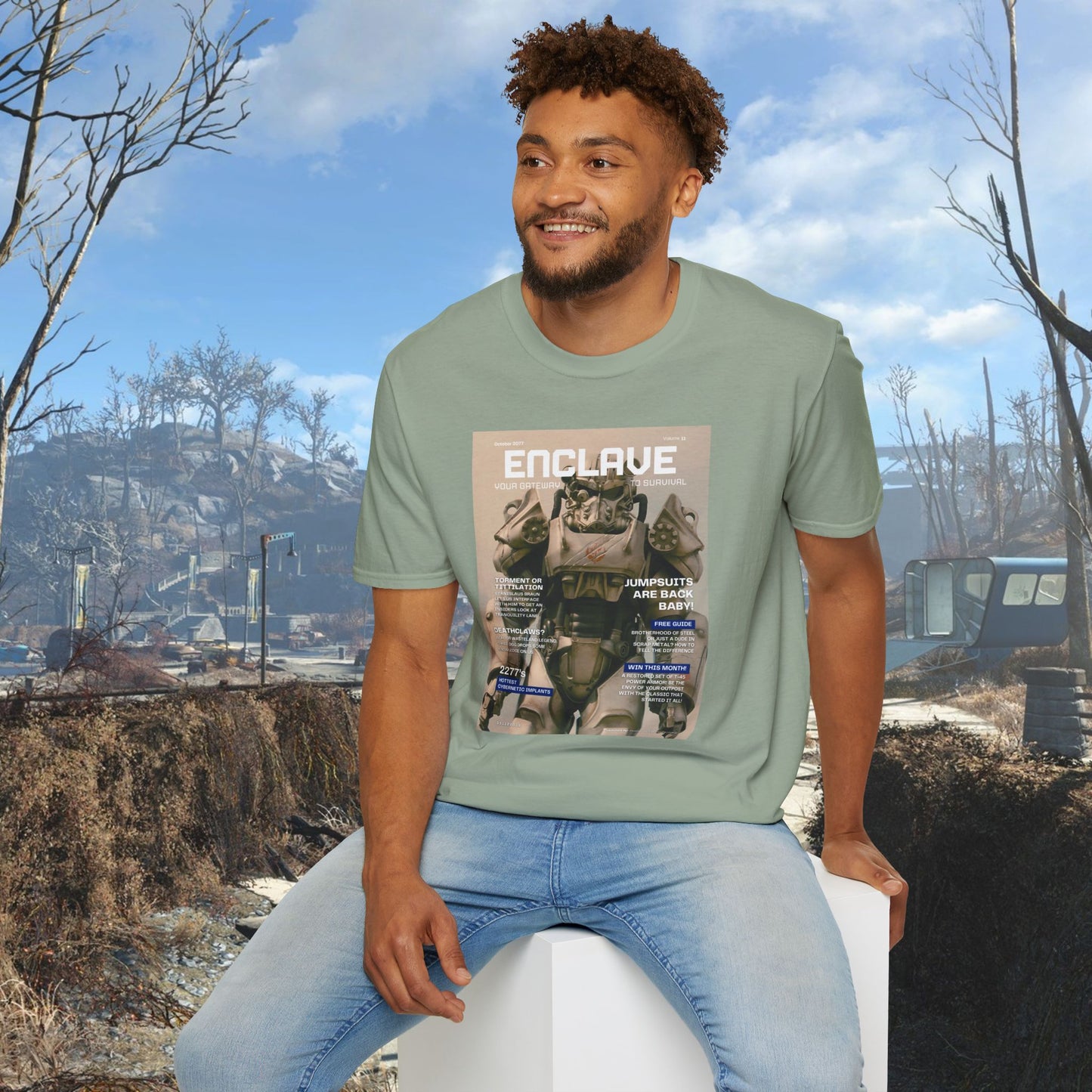 Enclave (Fallout Magazine Cover) Softstyle T-shirt
