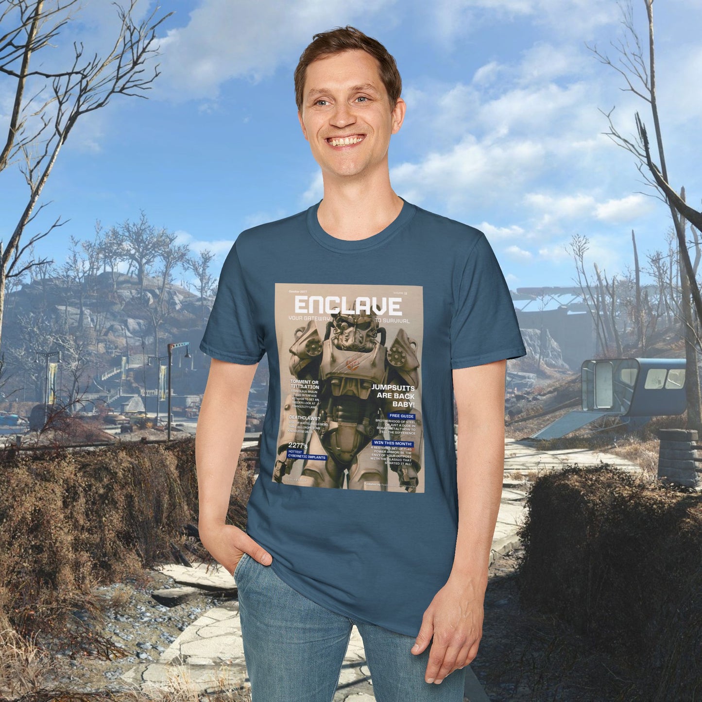Enclave (Fallout Magazine Cover) Softstyle T-shirt