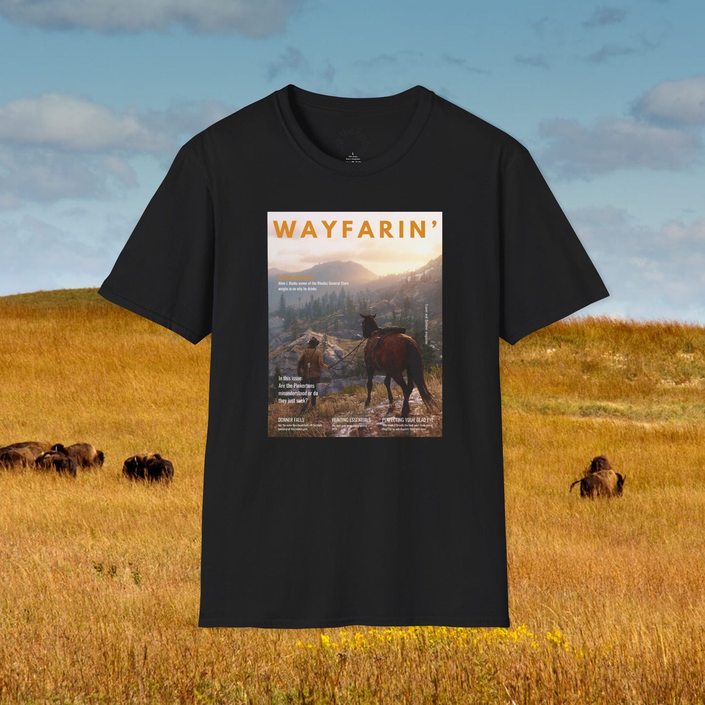Wayfarin' (RDR2 Magazine Cover) Softstyle T-shirt