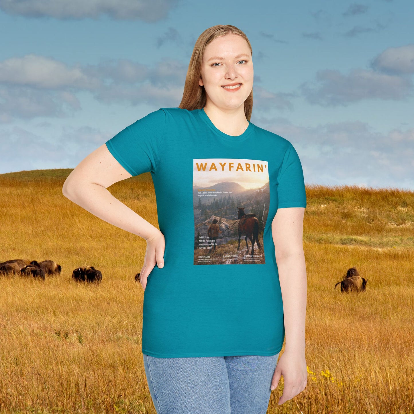 Wayfarin' (RDR2 Magazine Cover) Softstyle T-shirt