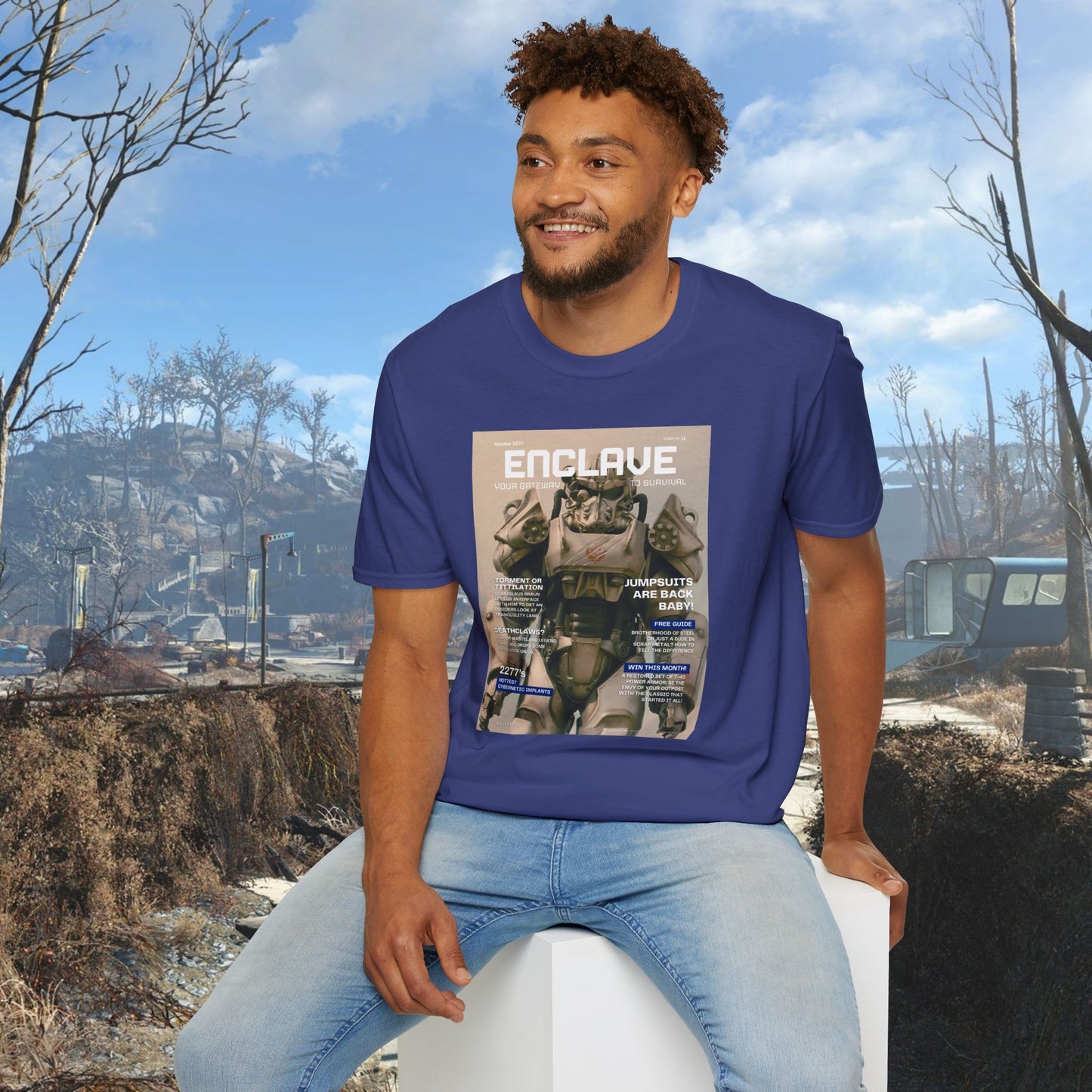 Enclave (Fallout Magazine Cover) Softstyle T-shirt