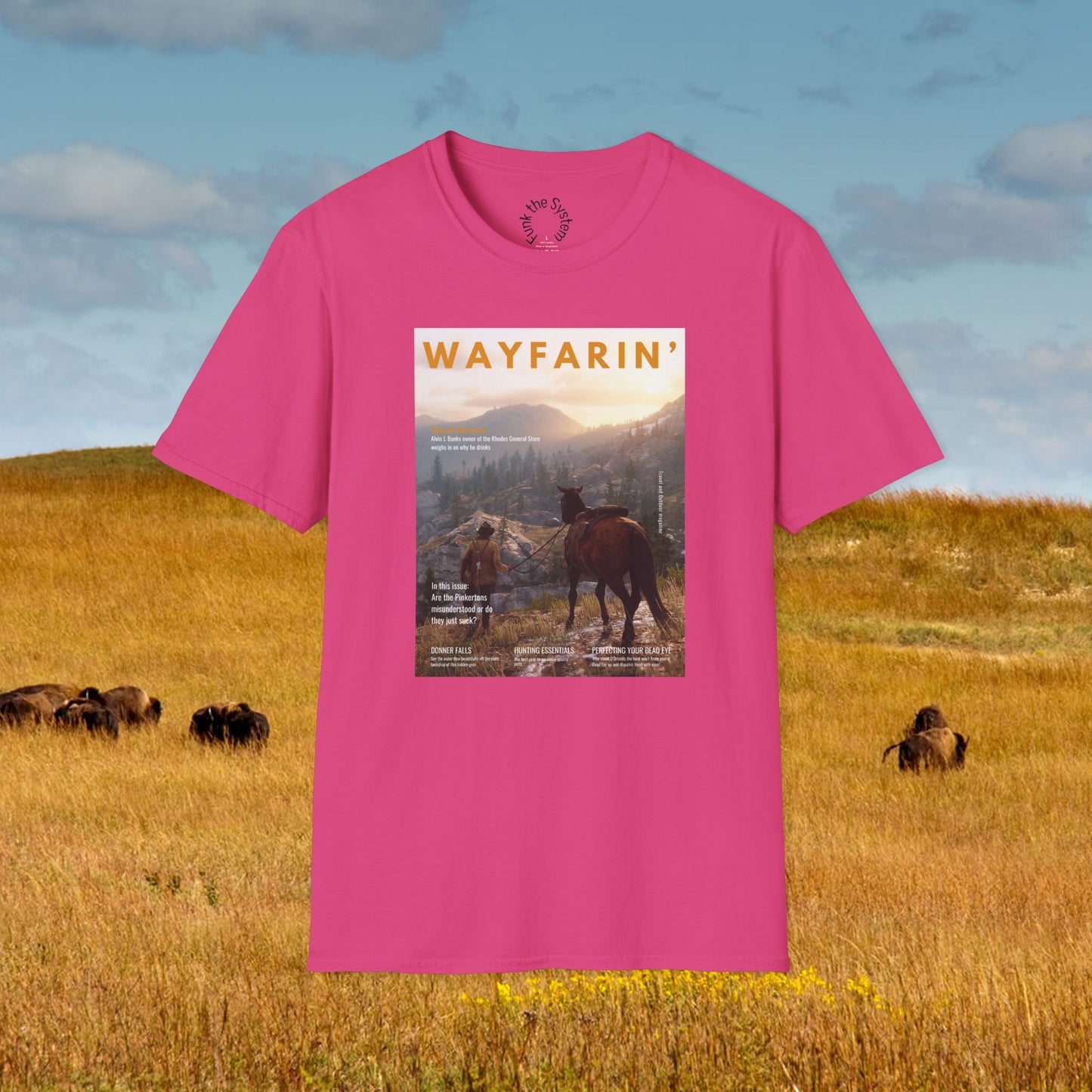 Wayfarin' (RDR2 Magazine Cover) Softstyle T-shirt
