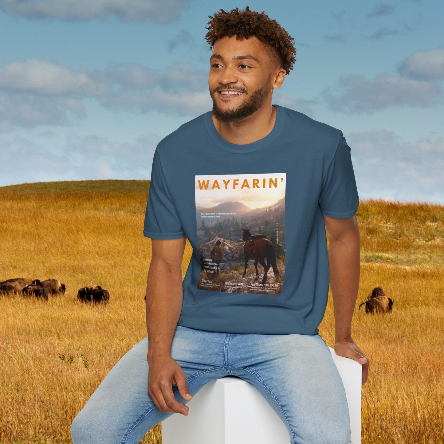Wayfarin' (RDR2 Magazine Cover) Softstyle T-shirt