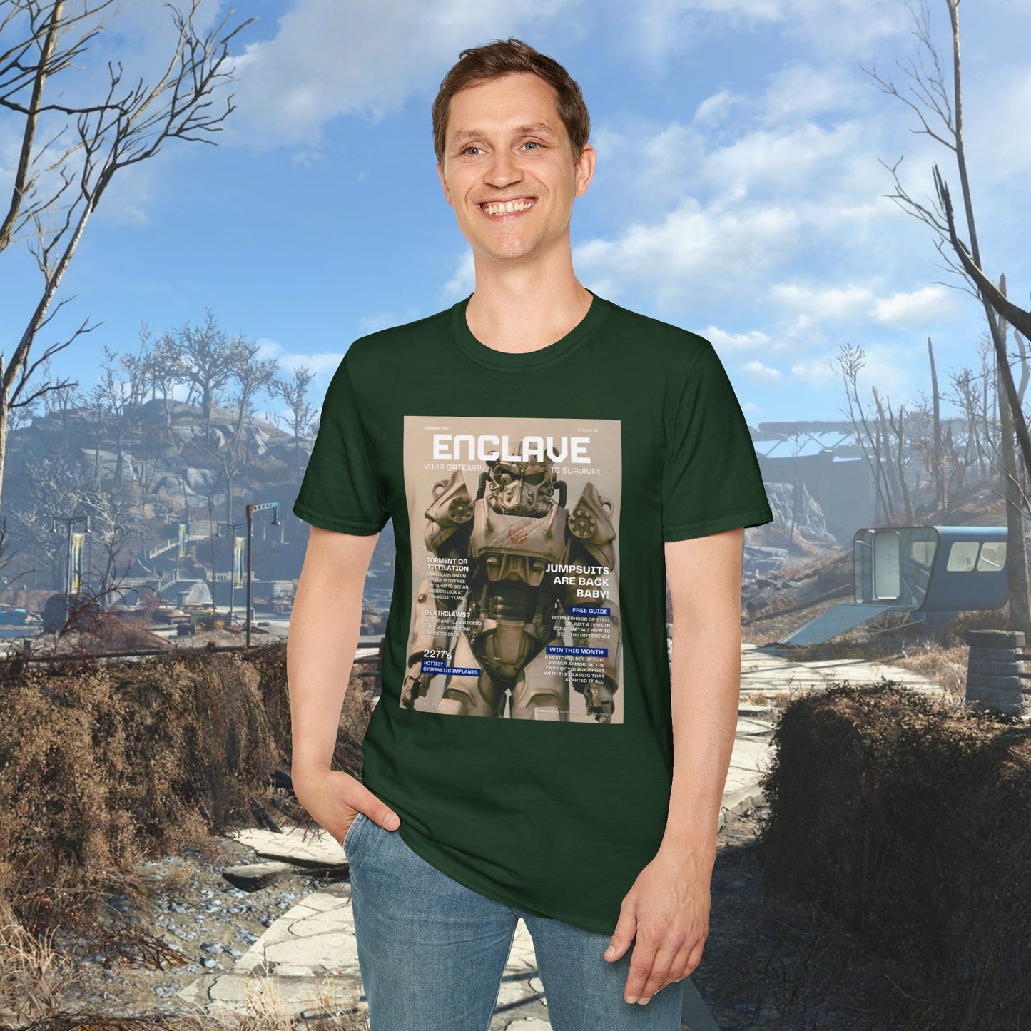 Enclave (Fallout Magazine Cover) Softstyle T-shirt