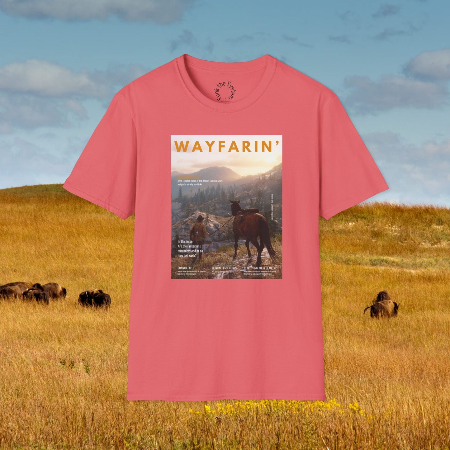 Wayfarin' (RDR2 Magazine Cover) Softstyle T-shirt