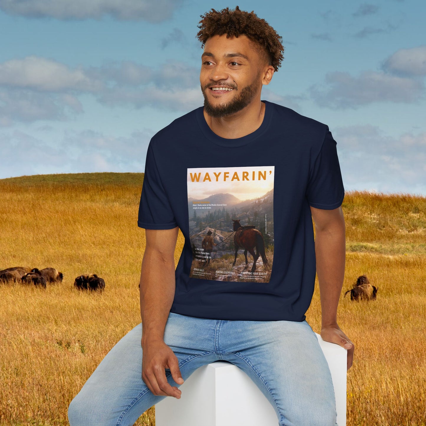 Wayfarin' (RDR2 Magazine Cover) Softstyle T-shirt