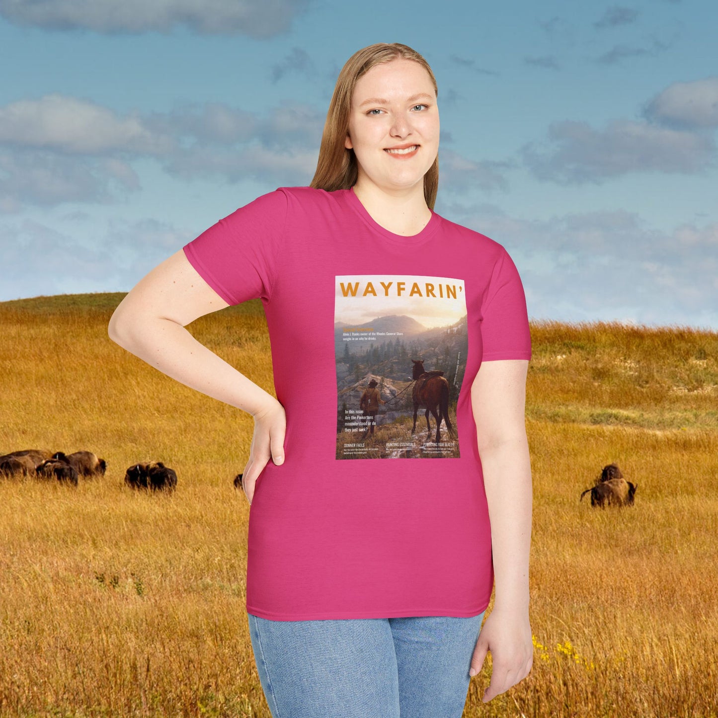 Wayfarin' (RDR2 Magazine Cover) Softstyle T-shirt