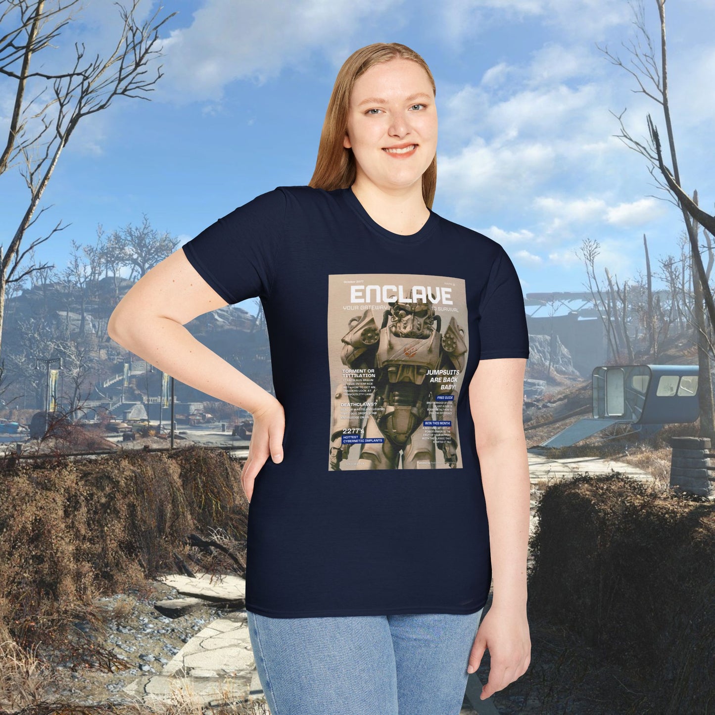 Enclave (Fallout Magazine Cover) Softstyle T-shirt
