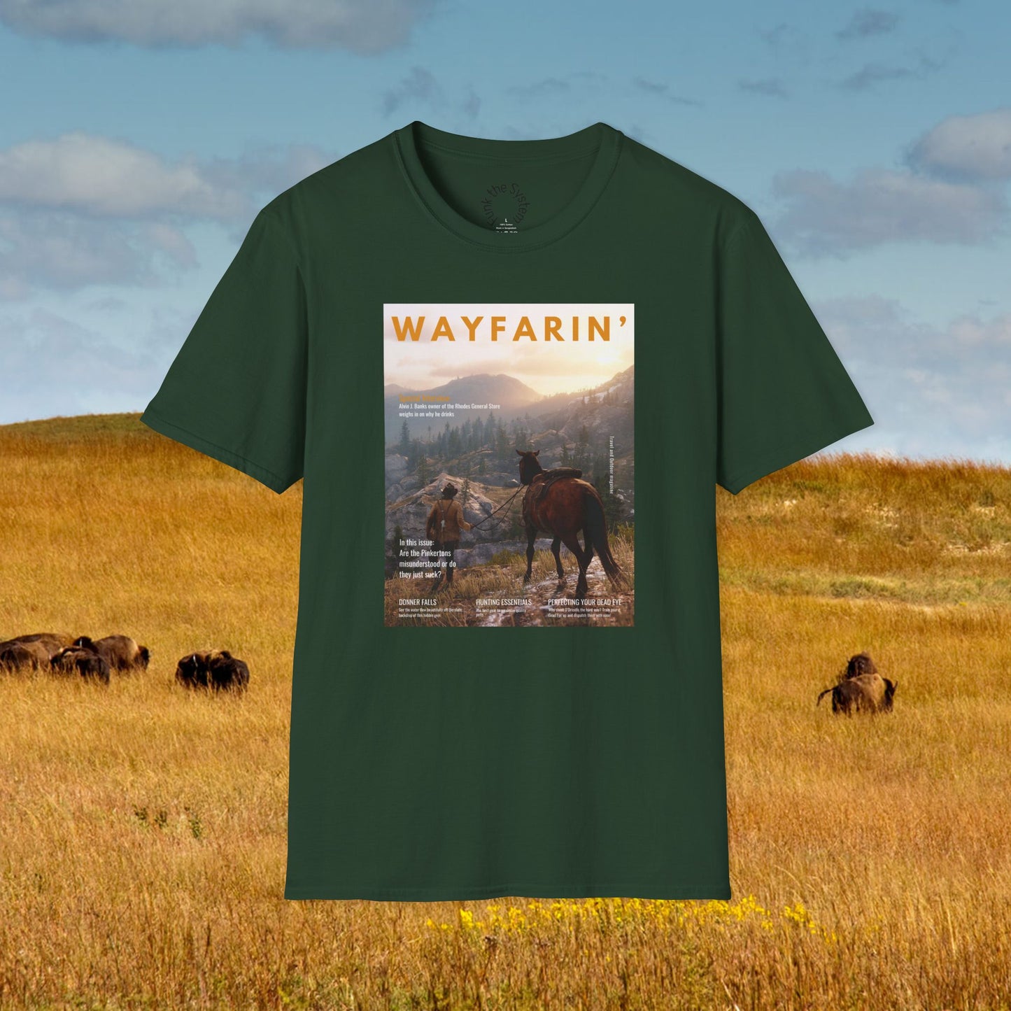 Wayfarin' (RDR2 Magazine Cover) Softstyle T-shirt