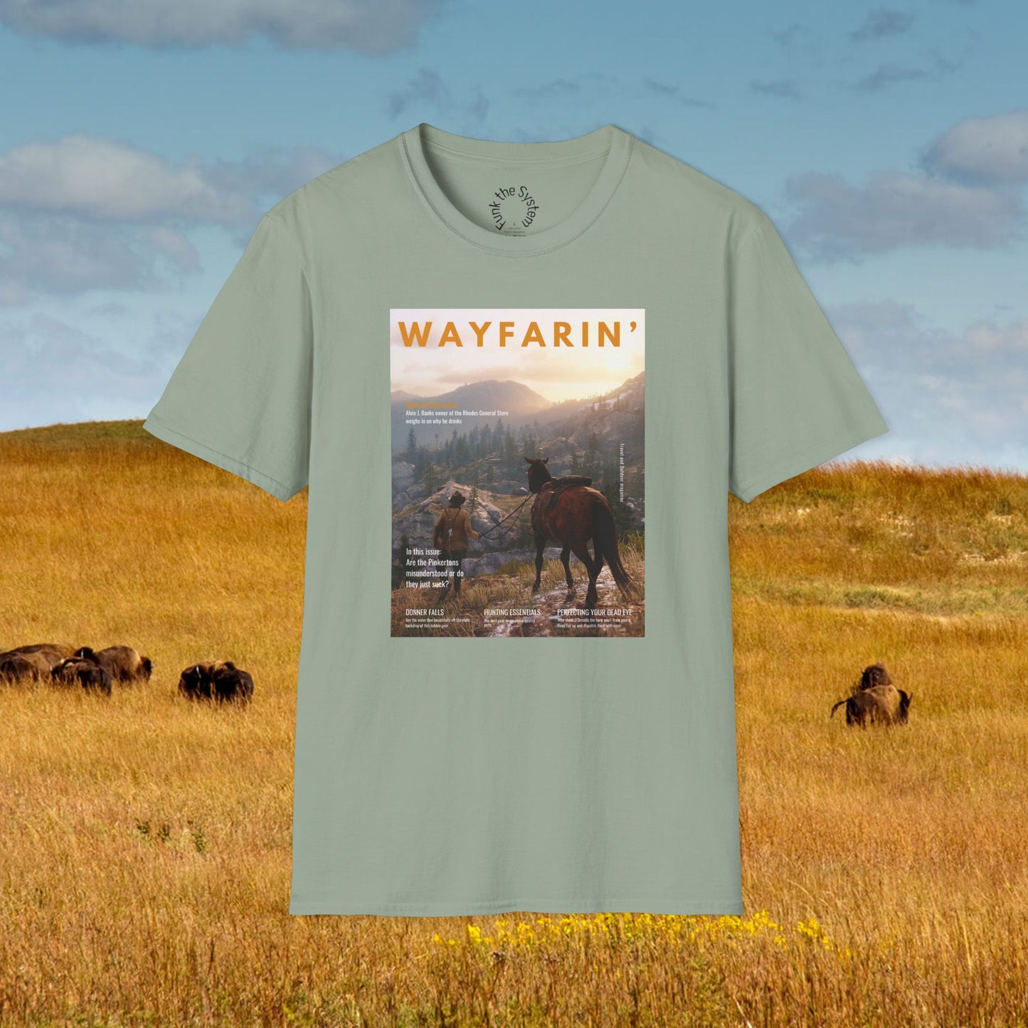 Wayfarin' (RDR2 Magazine Cover) Softstyle T-shirt