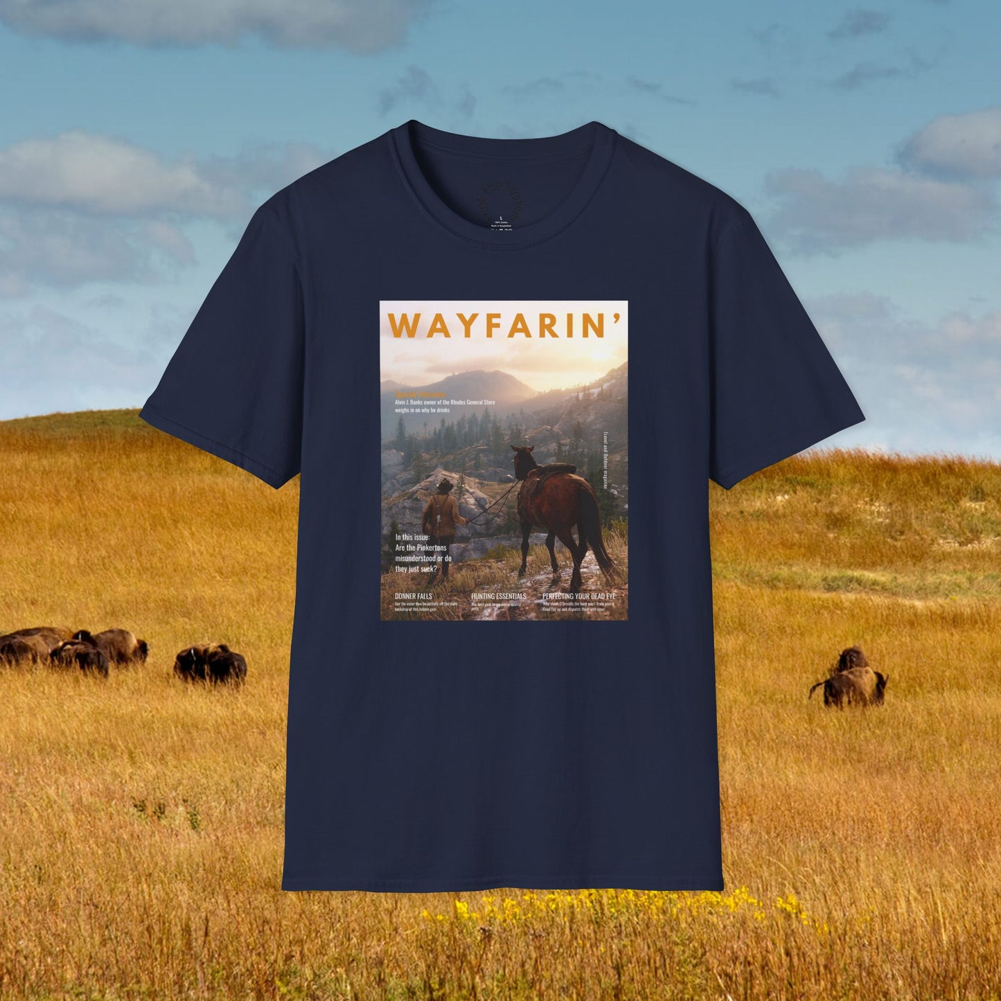 Wayfarin' (RDR2 Magazine Cover) Softstyle T-shirt