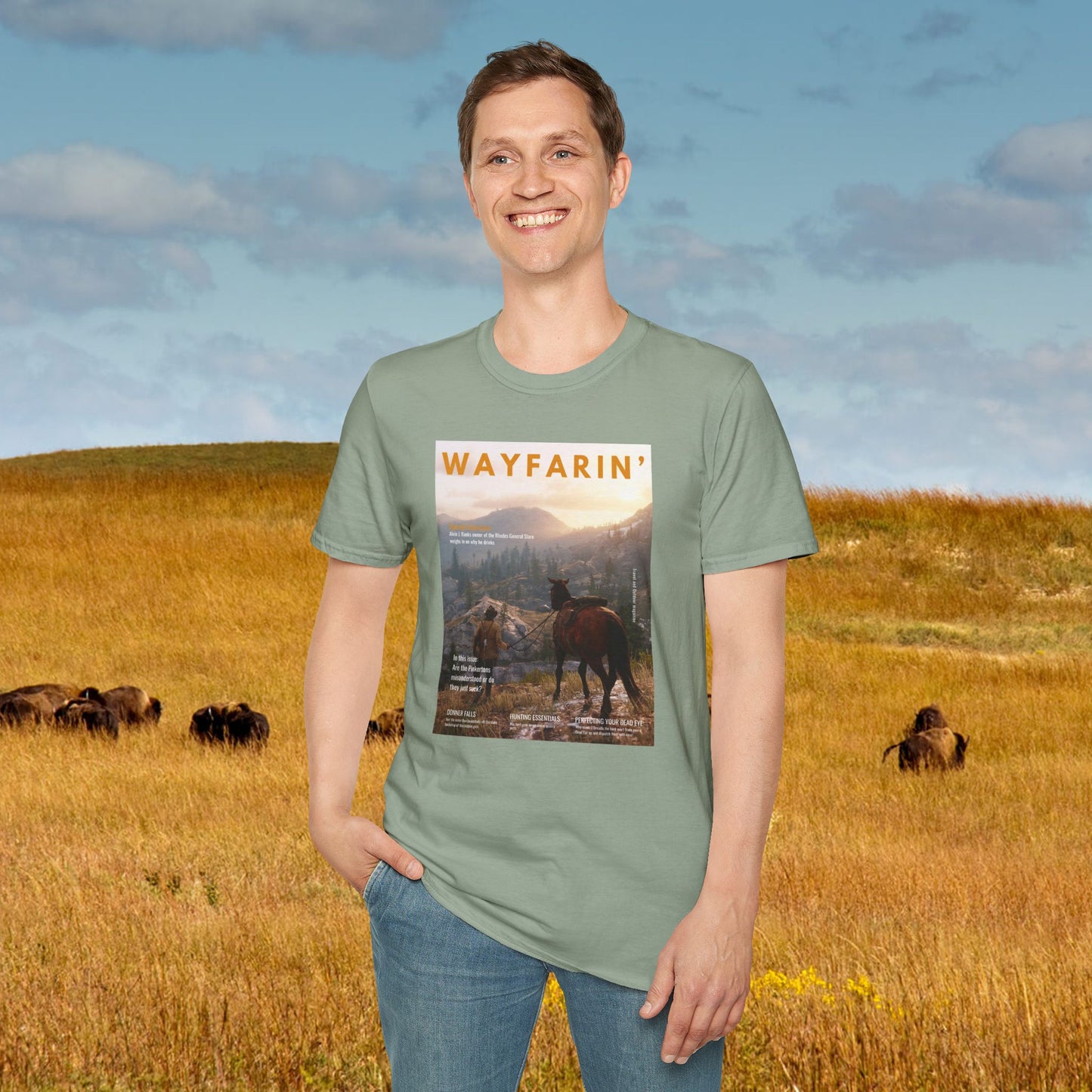Wayfarin' (RDR2 Magazine Cover) Softstyle T-shirt