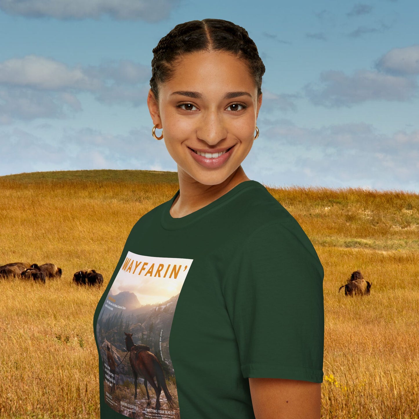 Wayfarin' (RDR2 Magazine Cover) Softstyle T-shirt