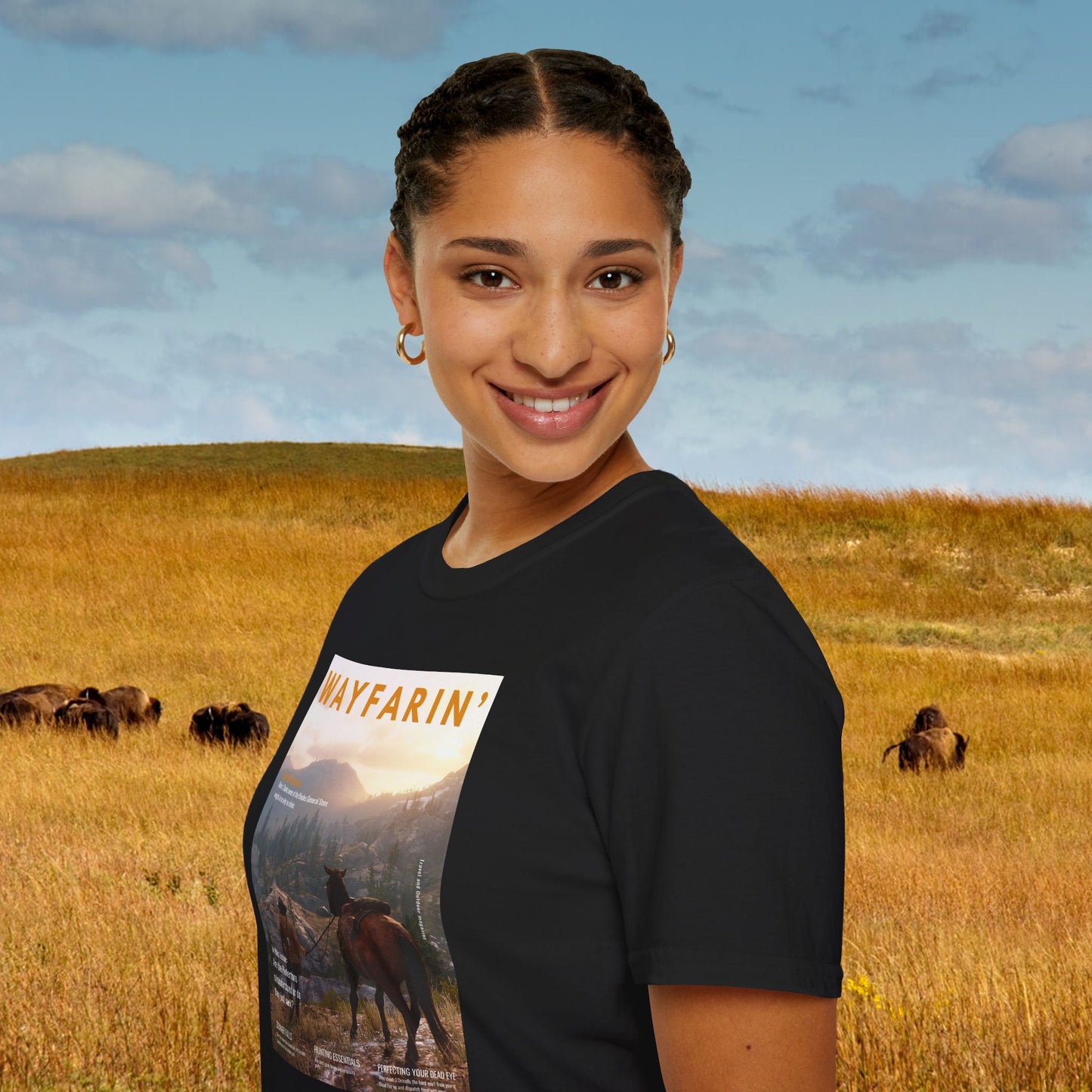 Wayfarin' (RDR2 Magazine Cover) Softstyle T-shirt