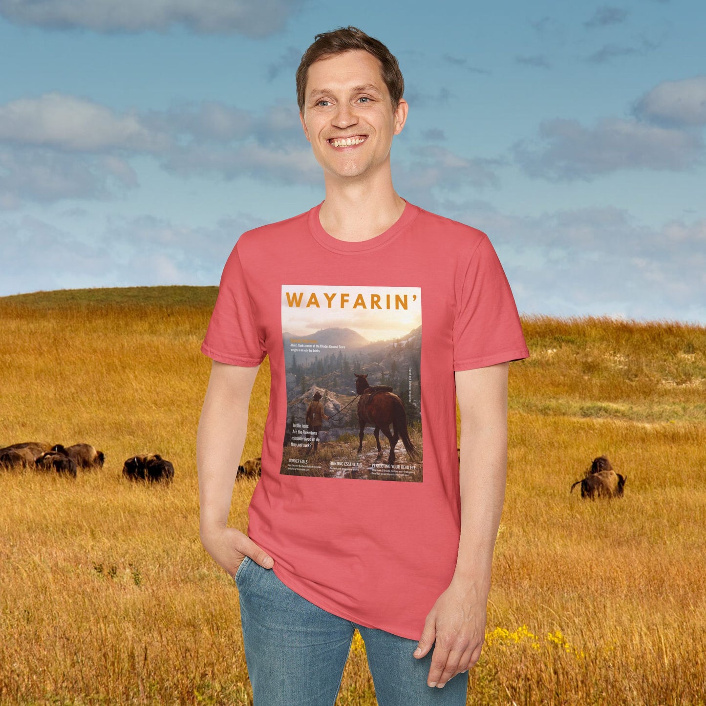 Wayfarin' (RDR2 Magazine Cover) Softstyle T-shirt