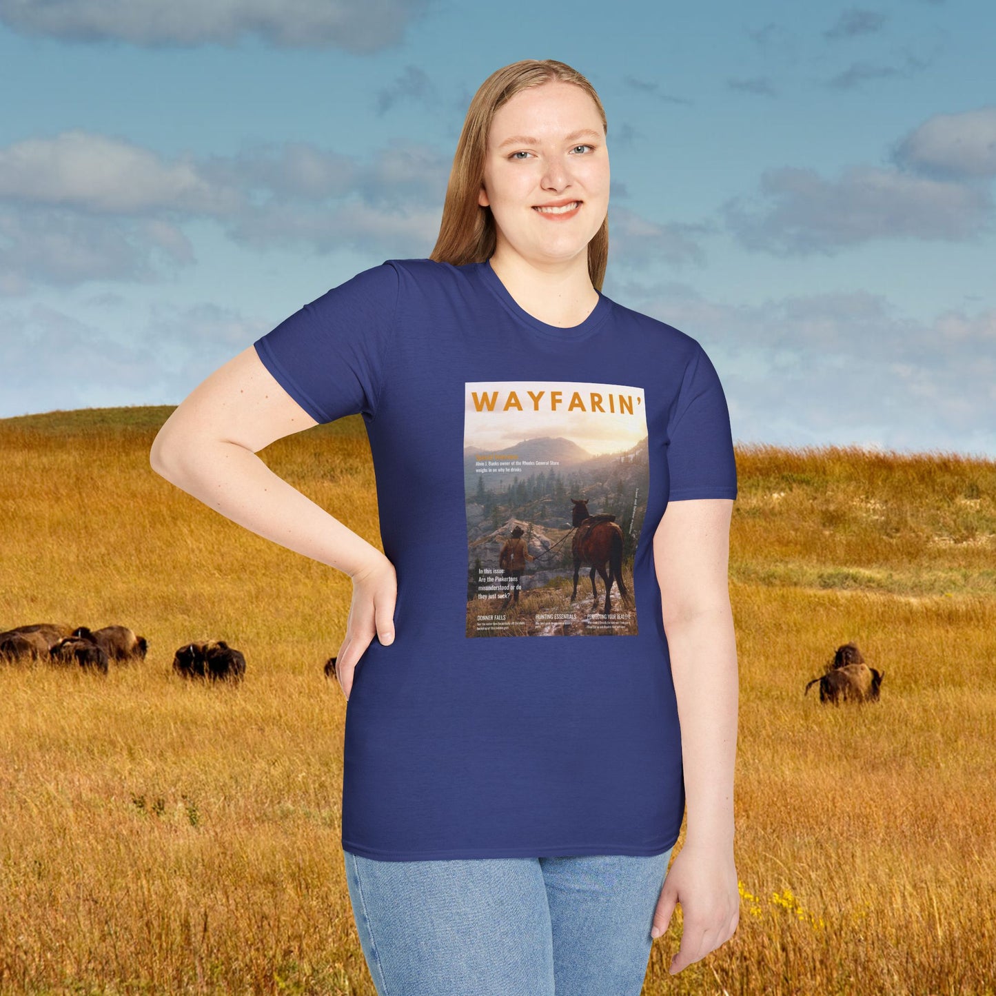 Wayfarin' (RDR2 Magazine Cover) Softstyle T-shirt