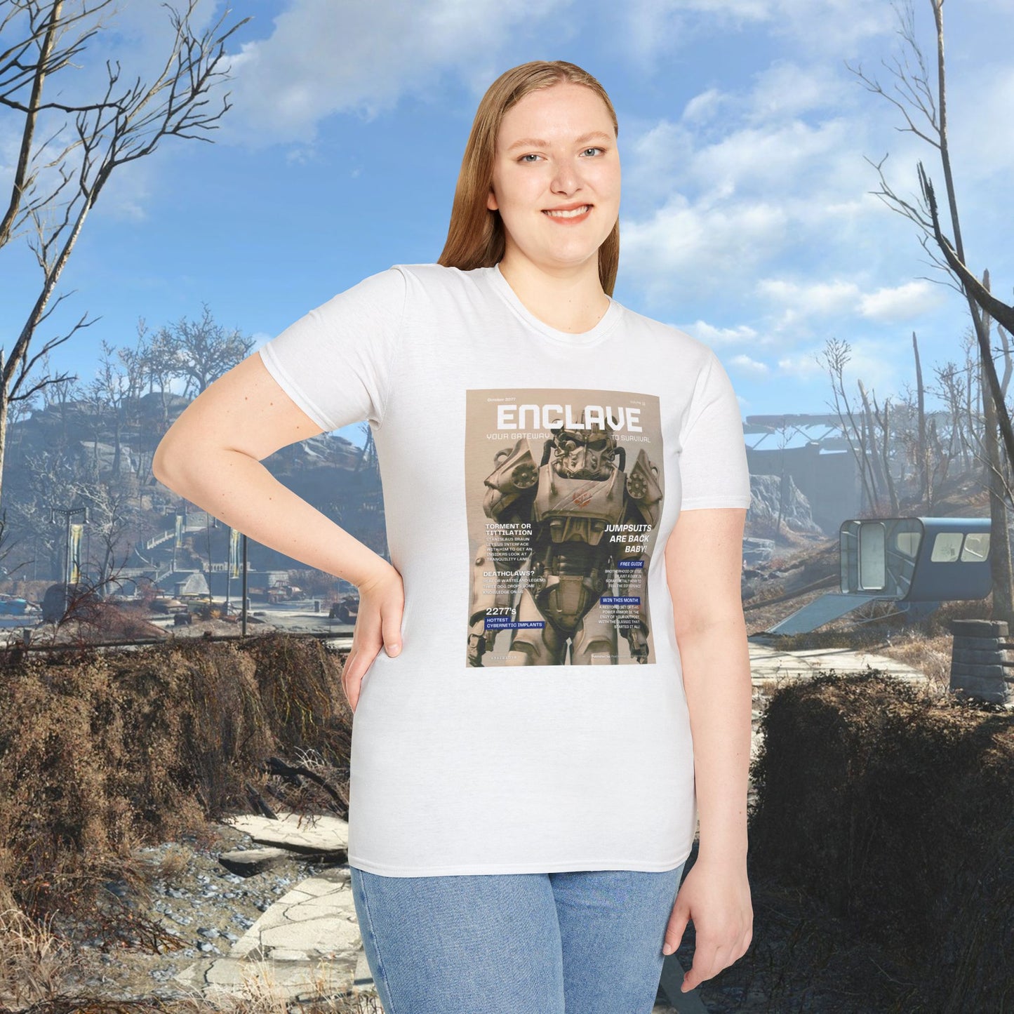Enclave (Fallout Magazine Cover) Softstyle T-shirt