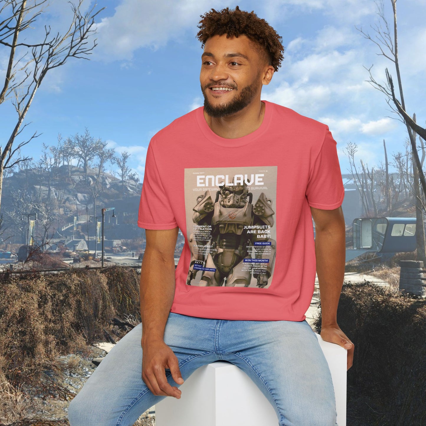 Enclave (Fallout Magazine Cover) Softstyle T-shirt
